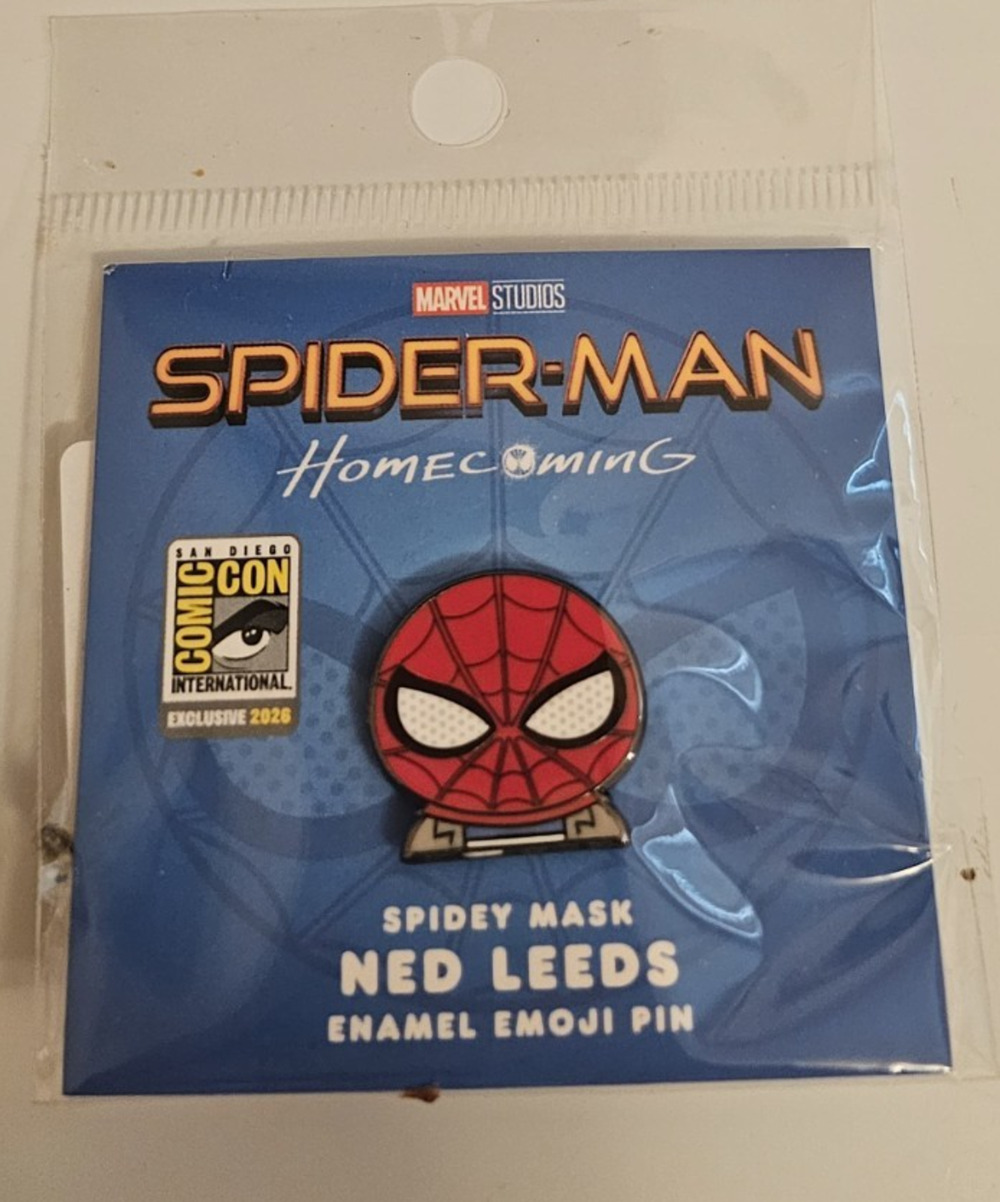 SDCC 2026 100% Soft Spider-Man: Homecoming Spidey Mask Ned Leeds Exclusive Pin